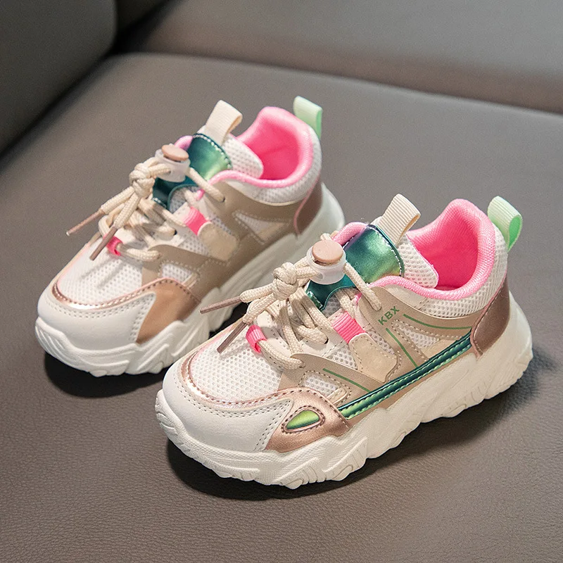 

Children's Sports Shoes 2024 Spring Summer New Leisure Boys' Shoes Girls' Running Shoes Colored Dad Trendy