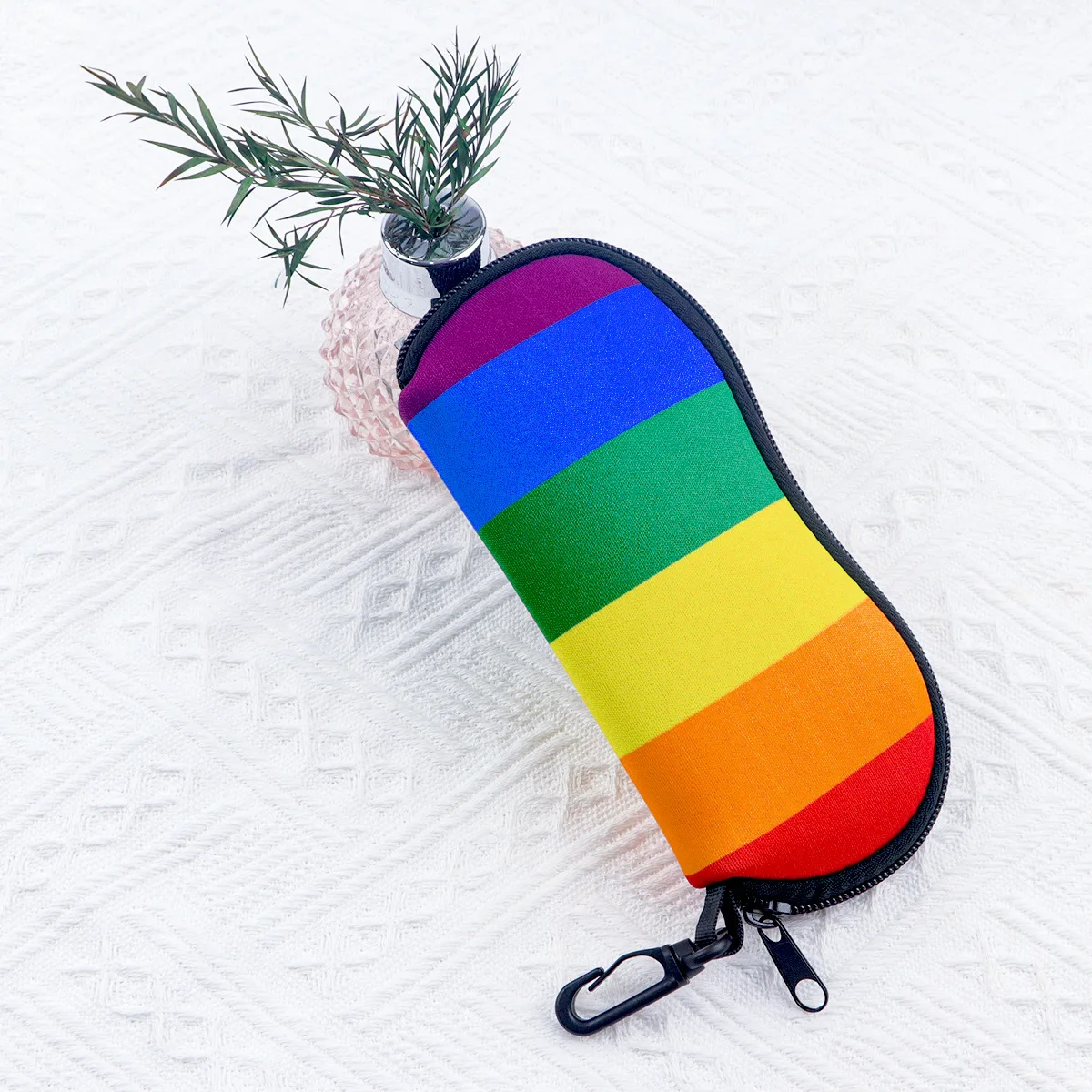 KLASSNUM Rainbow Design Glasses Pouch Bag with Hook Punk Style  Sunglasses Zipper Storage Bag Anti-fall Myopia Glasses Case New