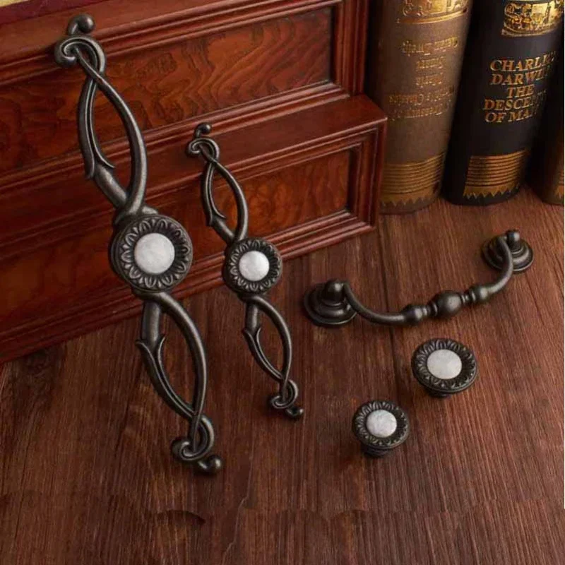 

black European style cabinet door, wardrobe door handle, antique copper drawer handle, retro small single hole