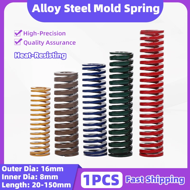 

Creamily 1Pcs Die Mold Spring 16x8xL Spiral Stamping Compression Precise Loading Mould Springs OD=16mm ID=8mm Length=20-150mm