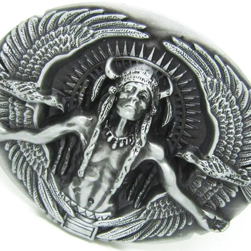 Hebilla de cinturón de aleación de Zinc con patrón en forma de águila India Retro para hombre