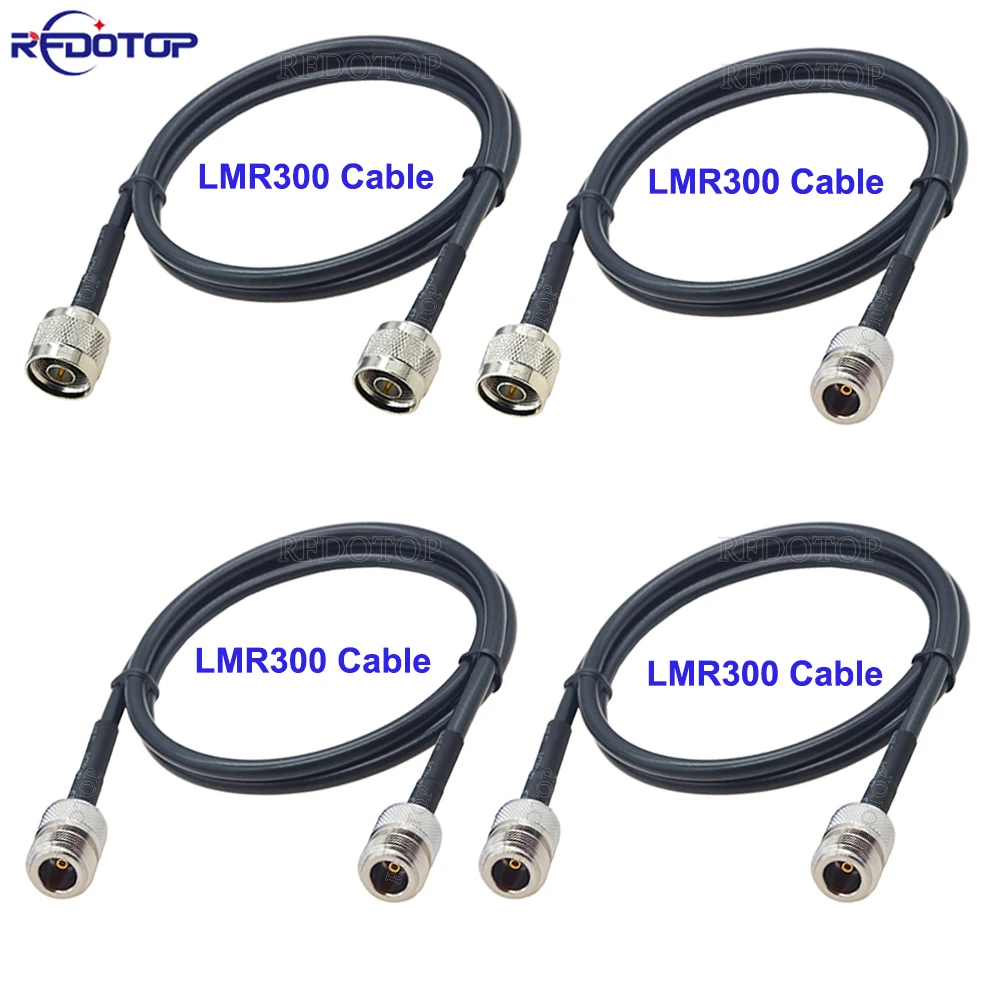 1Pcs LMR-300 N Male to N Male/Female Jack Connector Black LMR300 50-5 Coaxial Cable RF Adapter Cable 50 Ohm Low Loss 15CM-30M