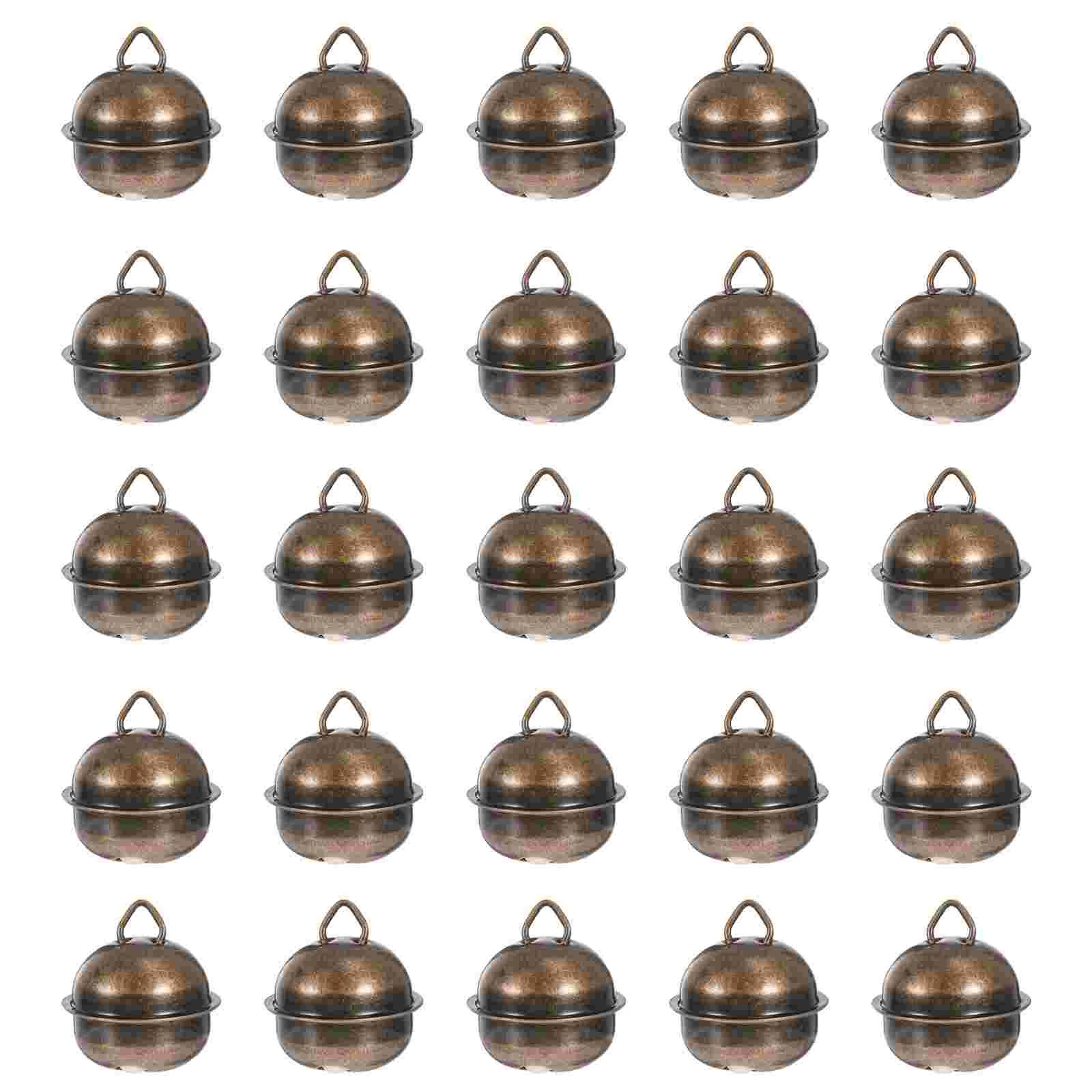 60 Pcs Christmas Bells Metal Tree Decorations Xmas Small Ornament Hanging Pendant Mini Bronze