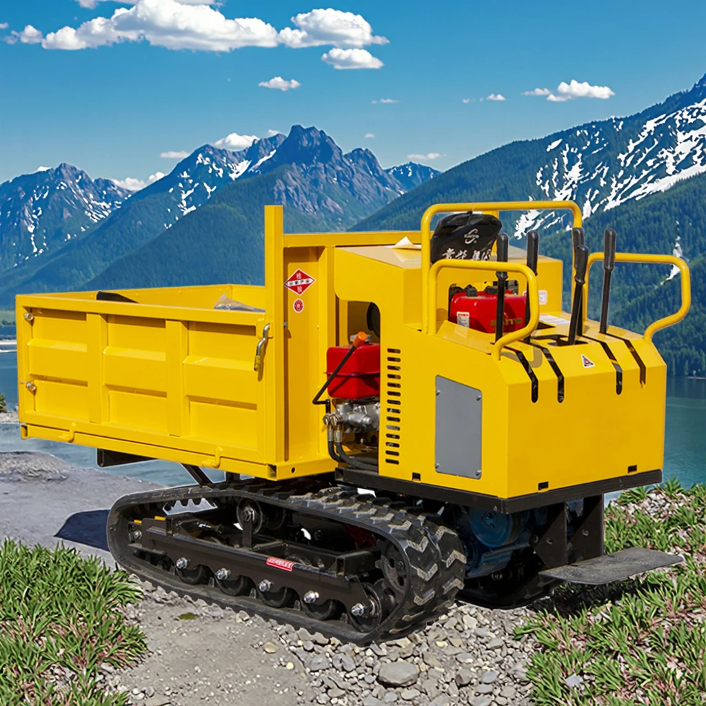 Customized All Terrain 1ton Hand-held Mini Track Dumper Self Loading Transportoin Site Dumper Truck For Sale