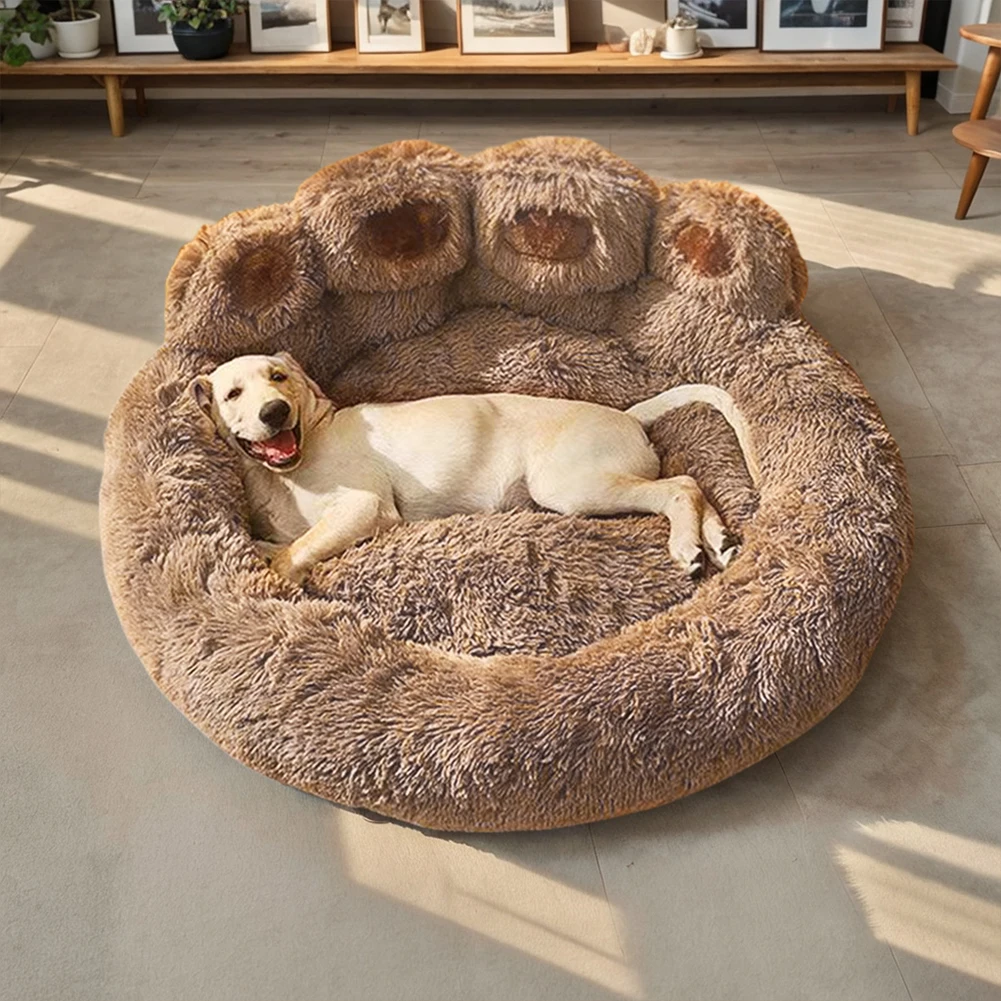 30/43 Inch Cat Bed Kennel Nest Round Paw Shape Pets Sleeping Calming Dog Bed Removable Washable Donut Pet Beds Cats Accessories