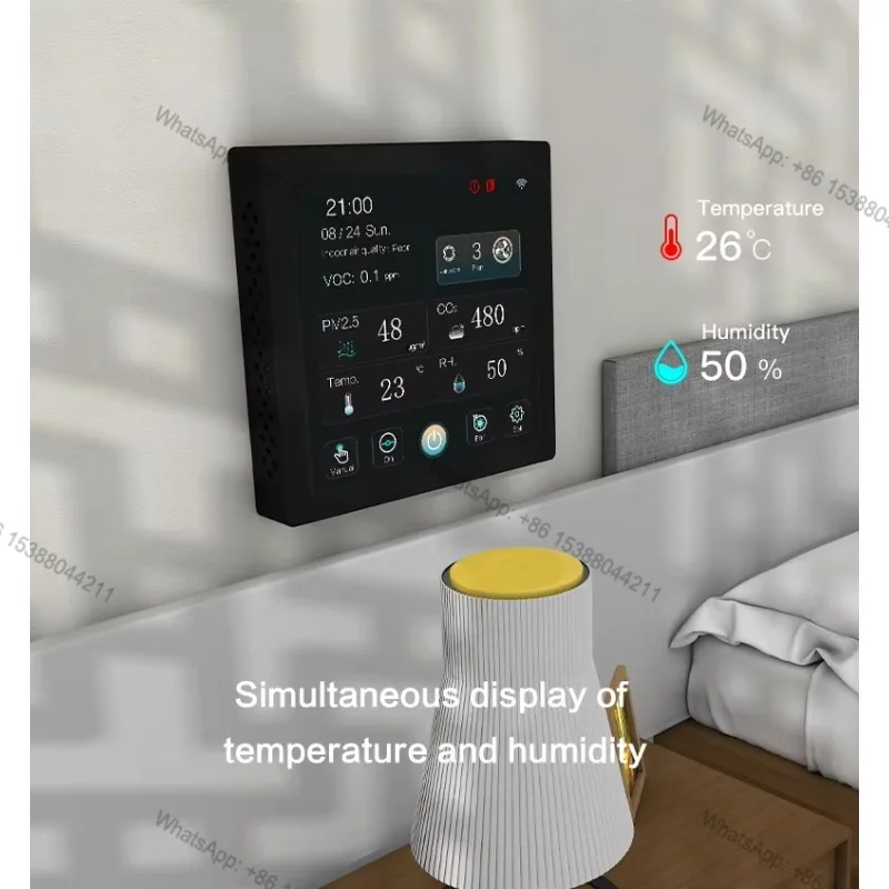 2026 Hot Factory Direct Sales Fresh Air Controller Real-time Monitoring CO2 PM2.5 VOC Heat Recovery Ventilation Fan Controller