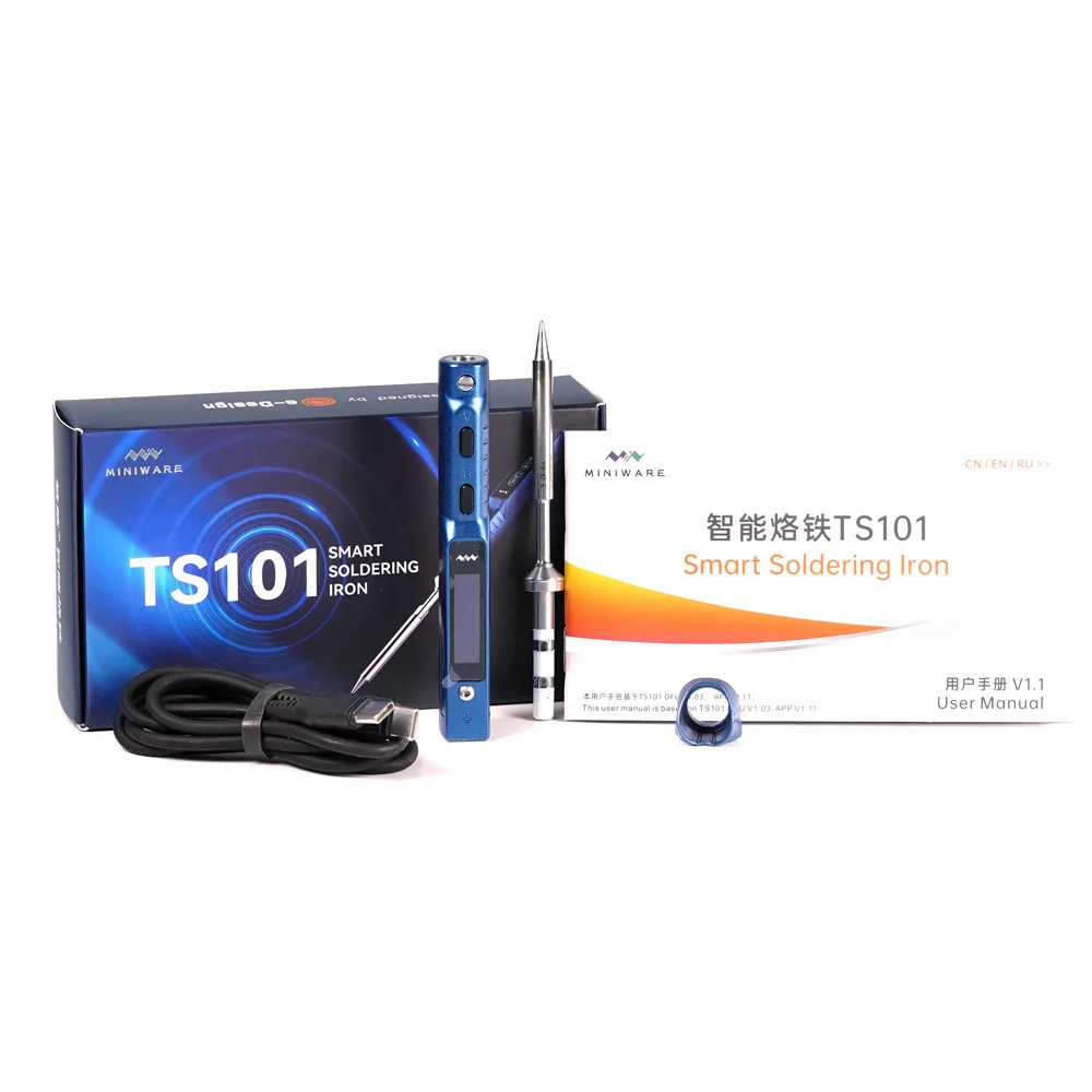Miniware TS101 soldador TS100 actualización Original portátil temperatura ajustable estación de soldadura Digital punta TS-BC2 PD3.1 90W