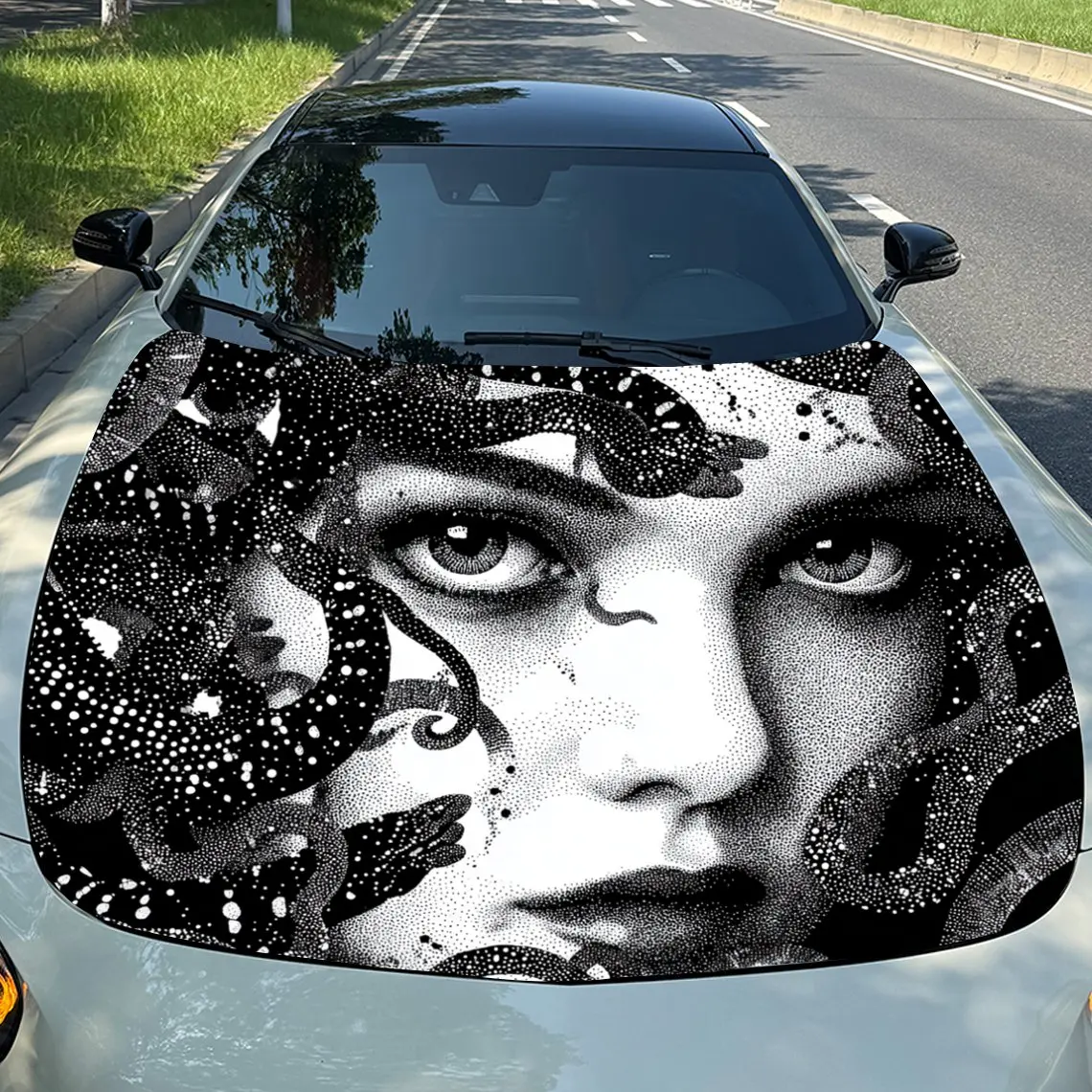 

Medusa PVC Car Vinyl Wrap - Self-Adhesive Waterproof Hood Decal Sticker,Durable Protection For Trucks, Cars, SUVs - Great Gift F