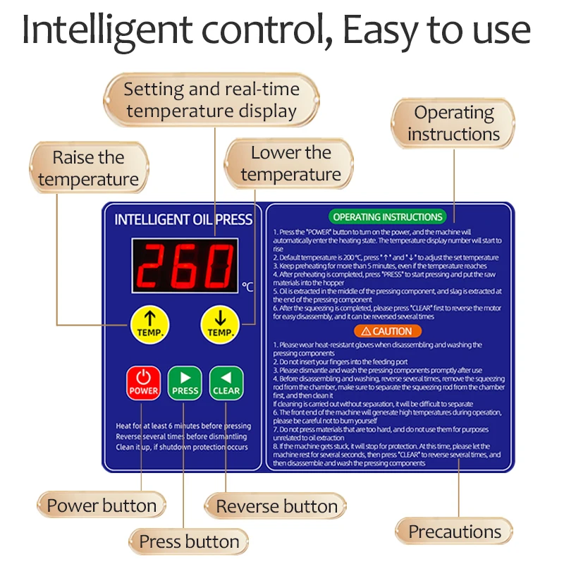 آلة ضغط الزيت الأوتوماتيكية المصنوعة من الفولاذ المقاوم للصدأ لتوفير الطاقة منخفضة الضوضاء والزيتون والفول السوداني ودرجة حرارة ثابتة