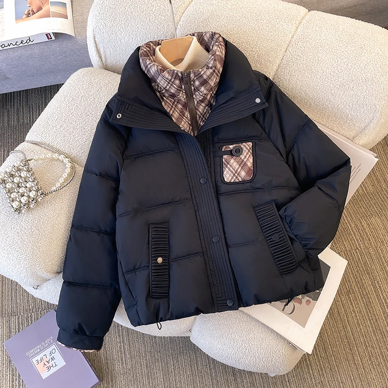 Abrigo de algodón acolchado ort para mujer, abrigo de algodón con cuello levantado, nuevo diseño de invierno, ropa de abrigo pequeña con sentido