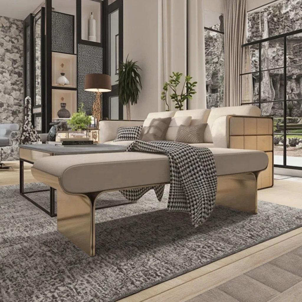 Custom luxury modern stainless steel Ottoman bedside stools for apartment workshops and villa quick home transportation