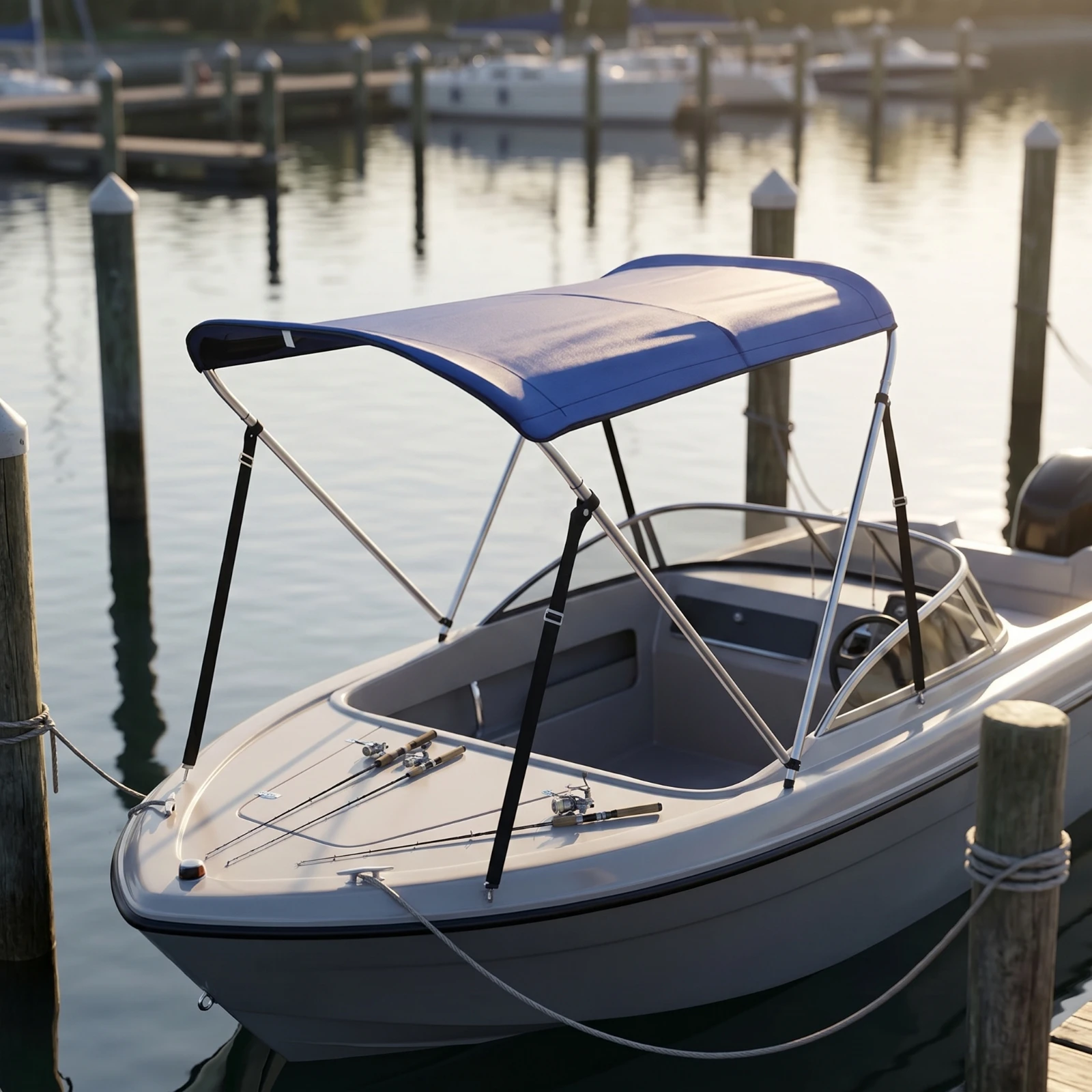 Boat Sunshade with Metal Frame Water-Resistant Bimini Top with Frame Boat Bimini Top Collapsible Sun Shade for Boaters