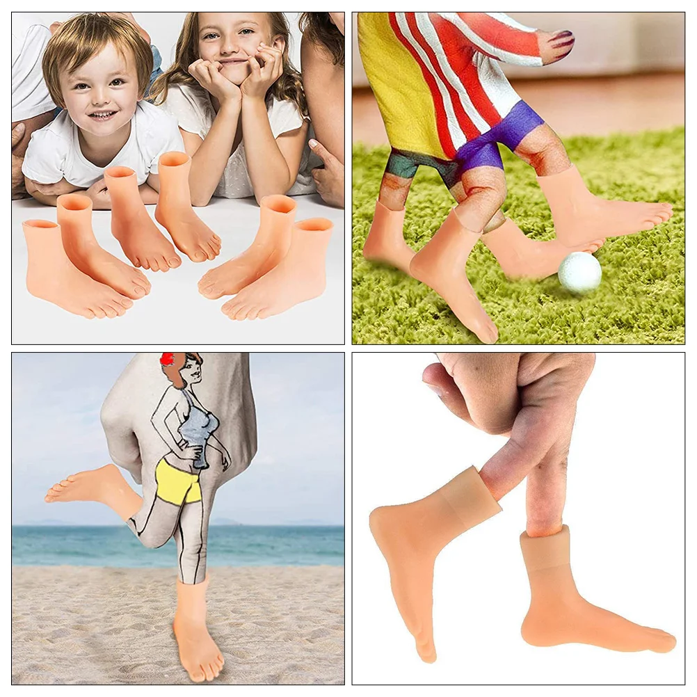 6 pares de botines para dedos, marionetas, accesorios para contar historias, pie para niños, Mini niño