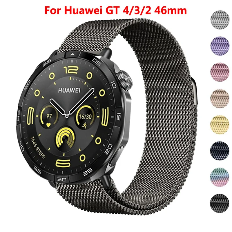 

22mm Loop for Huawei Watch GT 4 3 2 46mm Strap Magnetic Stainless Steel Metal Wrist Bracelet for Huawei GT 4 3 Band Accessories