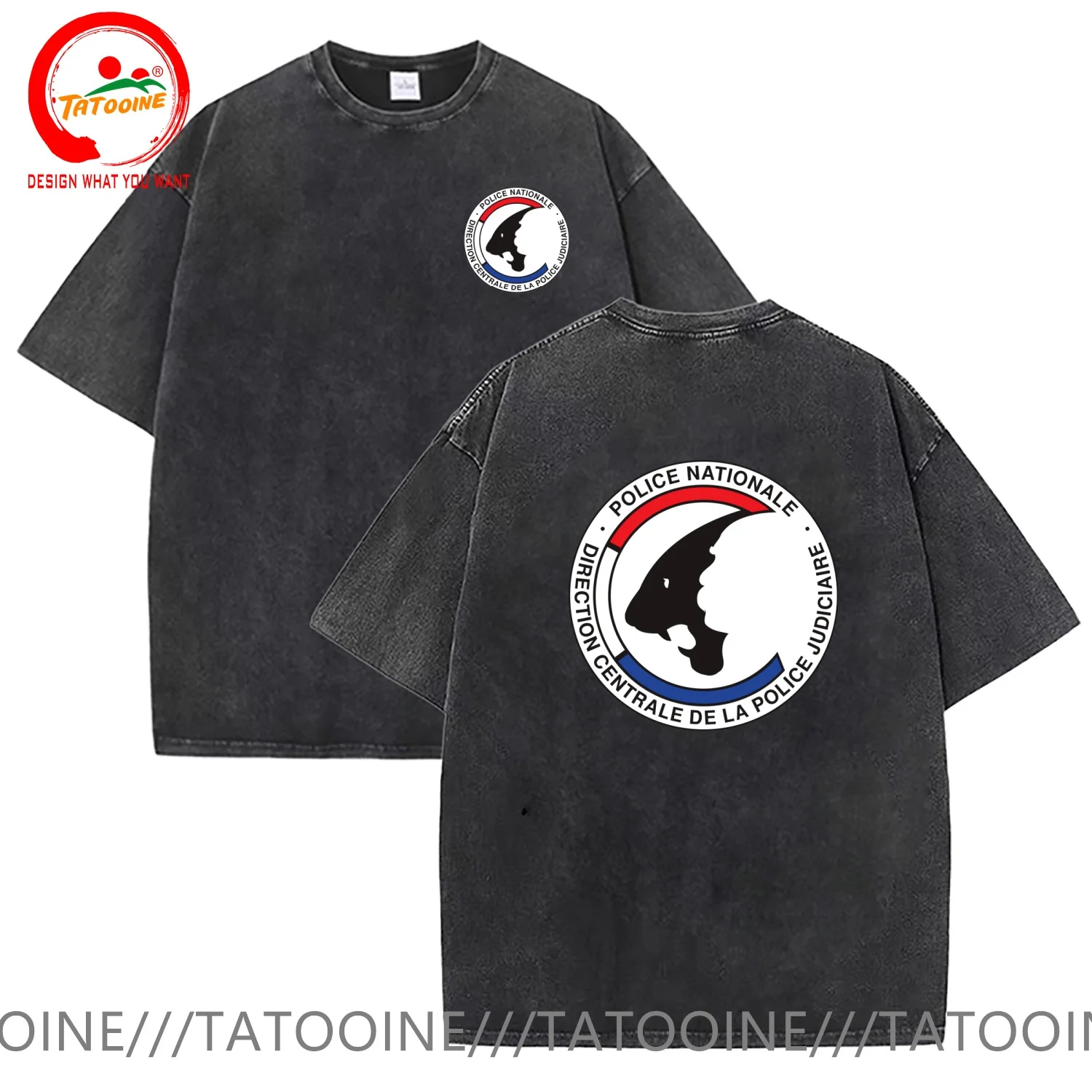 

Vintage Washed Cotton Shirt French Nationale Police T-Shirt Fashion Trendy Tee Shirt Casual Clothes tshirt Streetwear T Shirts