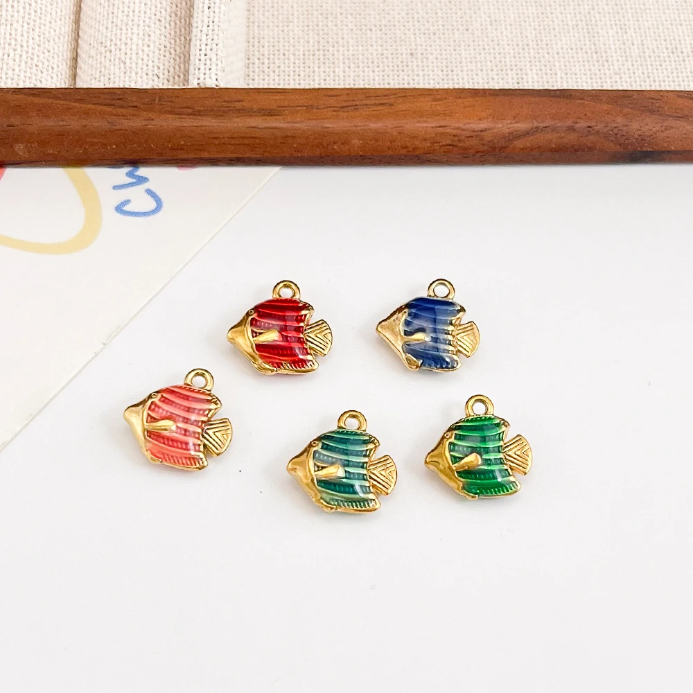 تصميم ودي 40 قطعة 12*13 مللي متر قلادة ذاتية الصنع/شكل سمكة/سحر من الفولاذ المقاوم للصدأ/صناعة يدوية/نتائج ومكونات المجوهرات # 195727