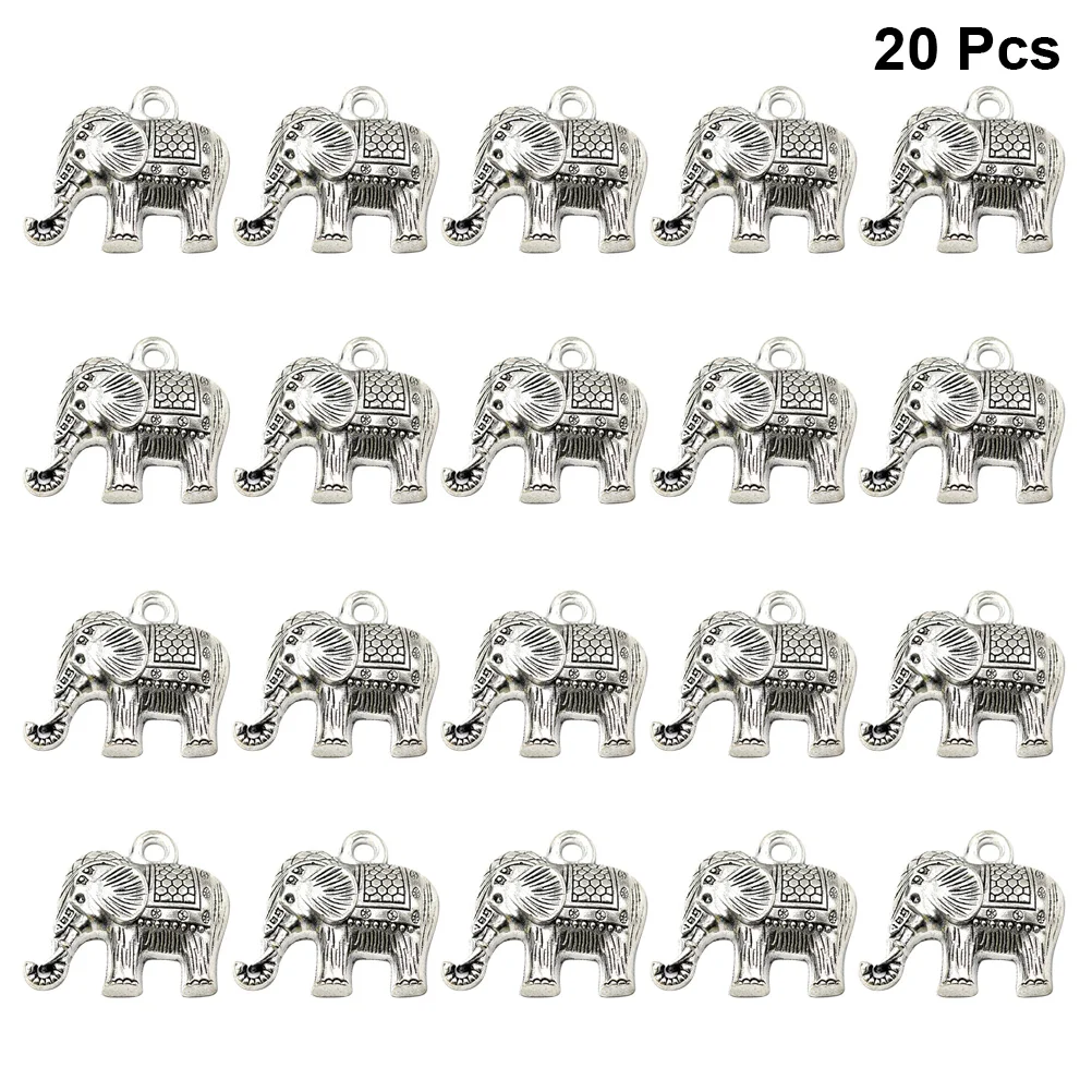 

20pcs Elephant Necklace Pendants Alloy Charms Jewelry Making Accessory for DIY Crafts ( Silver)
