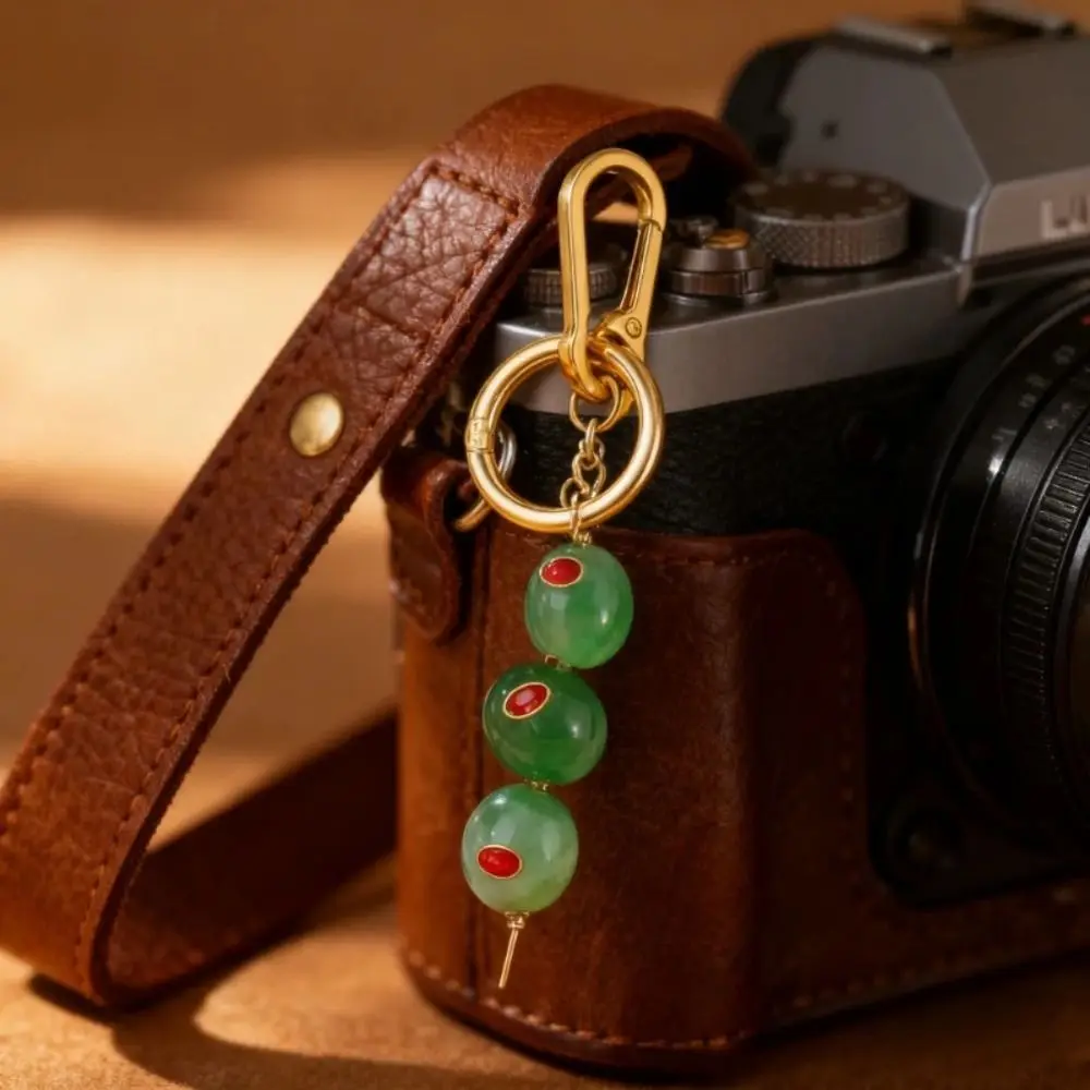 Bag Accessories Elegant Fruit Keychain Alloy Cherry Metal Enamel Pendant DIY Inlaid Rhinestone Bag Pendant Women