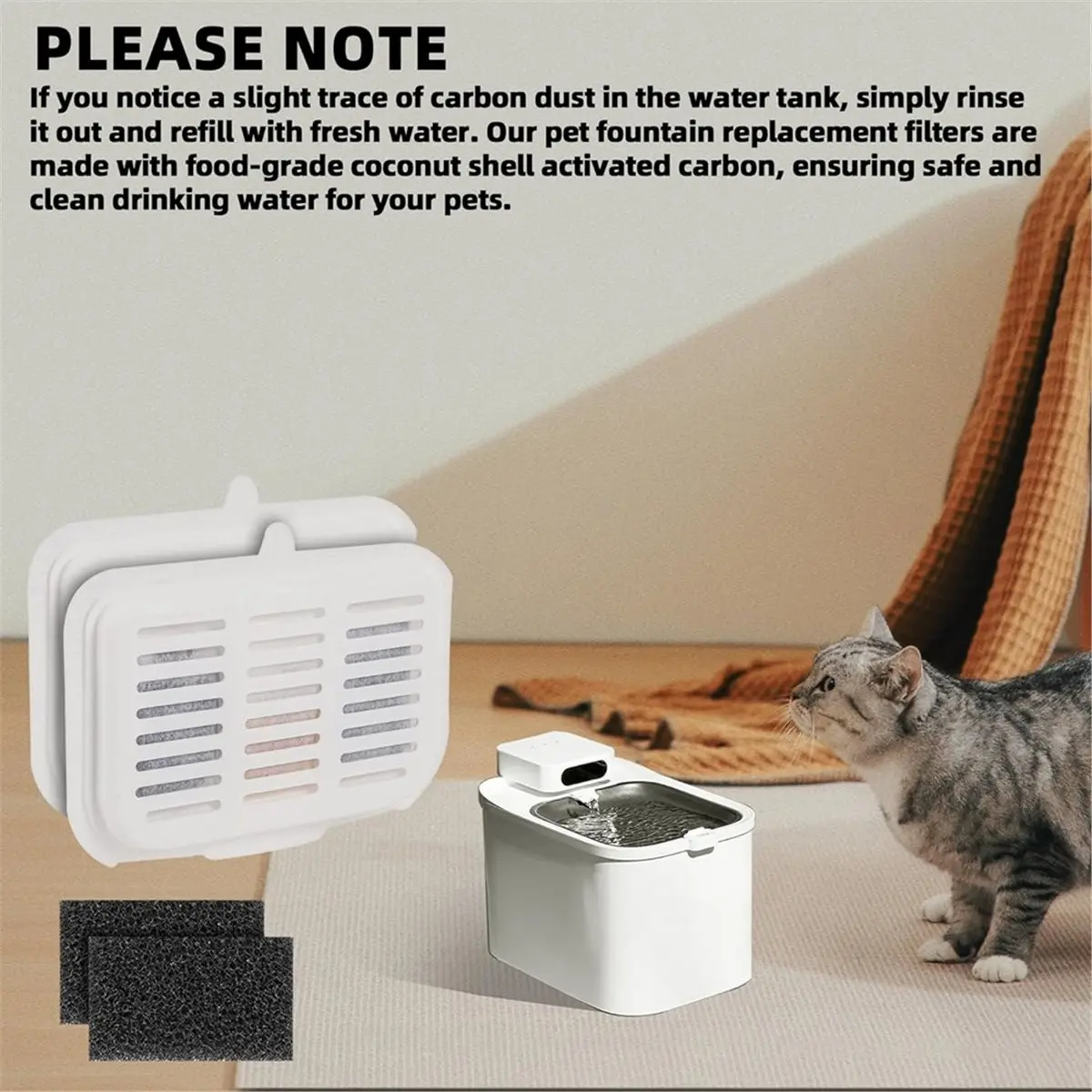15-Pack Filter Unit Rect Set for PET-KIT Fits MAX Cordless Water Fountain Filter Replacement for 105 Fl Oz/3L