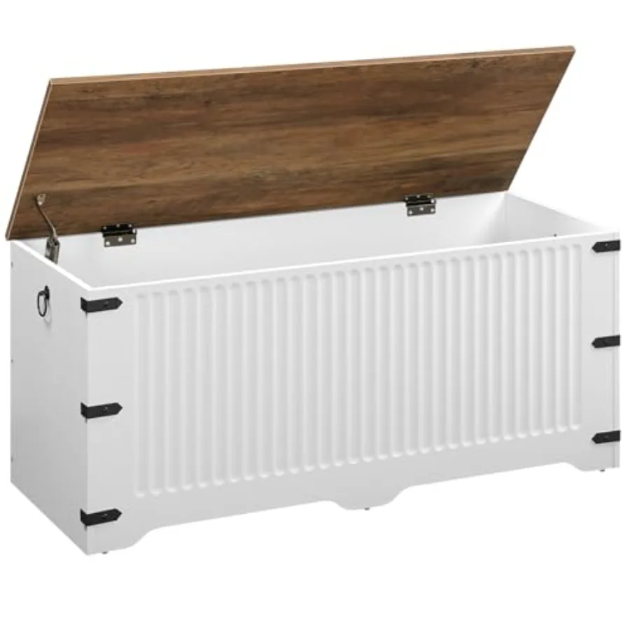

Storage Bench, Toy Box Organizer, Toy Chest with Safety Hinge, Farmhouse Style Storage Chest, 39.3 x 15.7 x 17.7 Inches for Liv