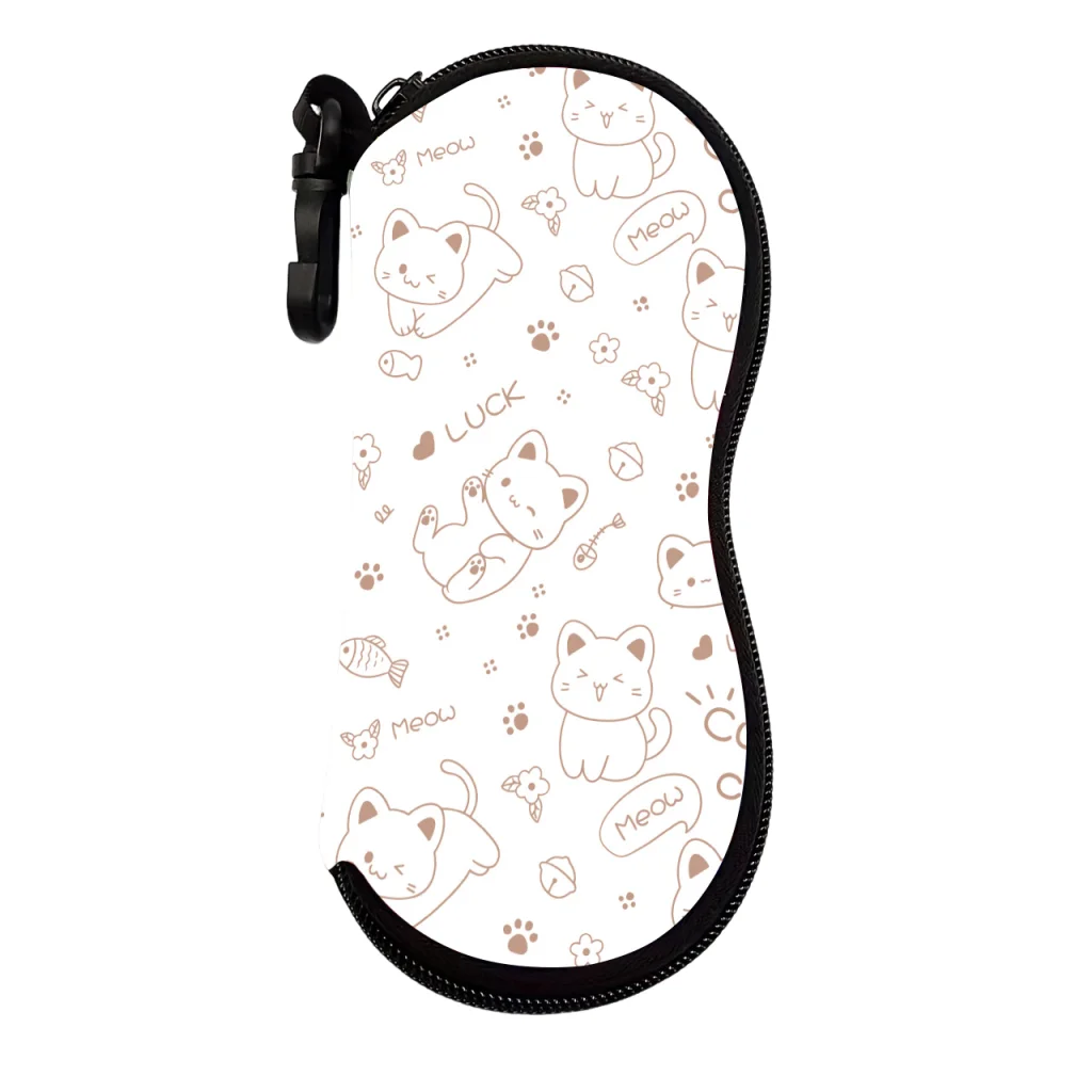 Portable Eyewear Case Anti-Scratch Zipper Sunglasses Holder Print Glasses Case Portable Keychain Glasses Pouch For Gifts For