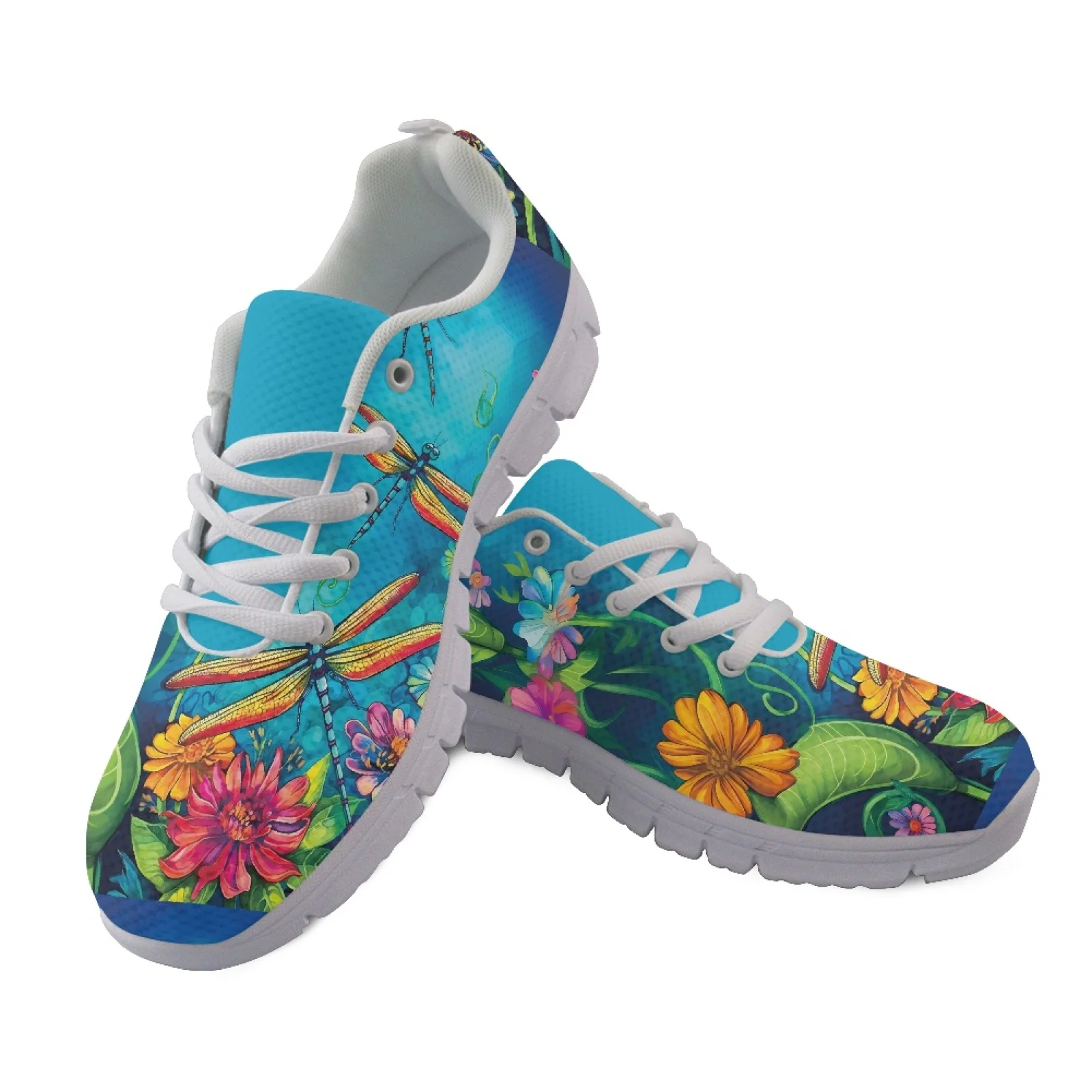 Coloranimal Dragonfly Print Lace Up Training Shoes Women Sneakers Running Sneakers for Lady Womens