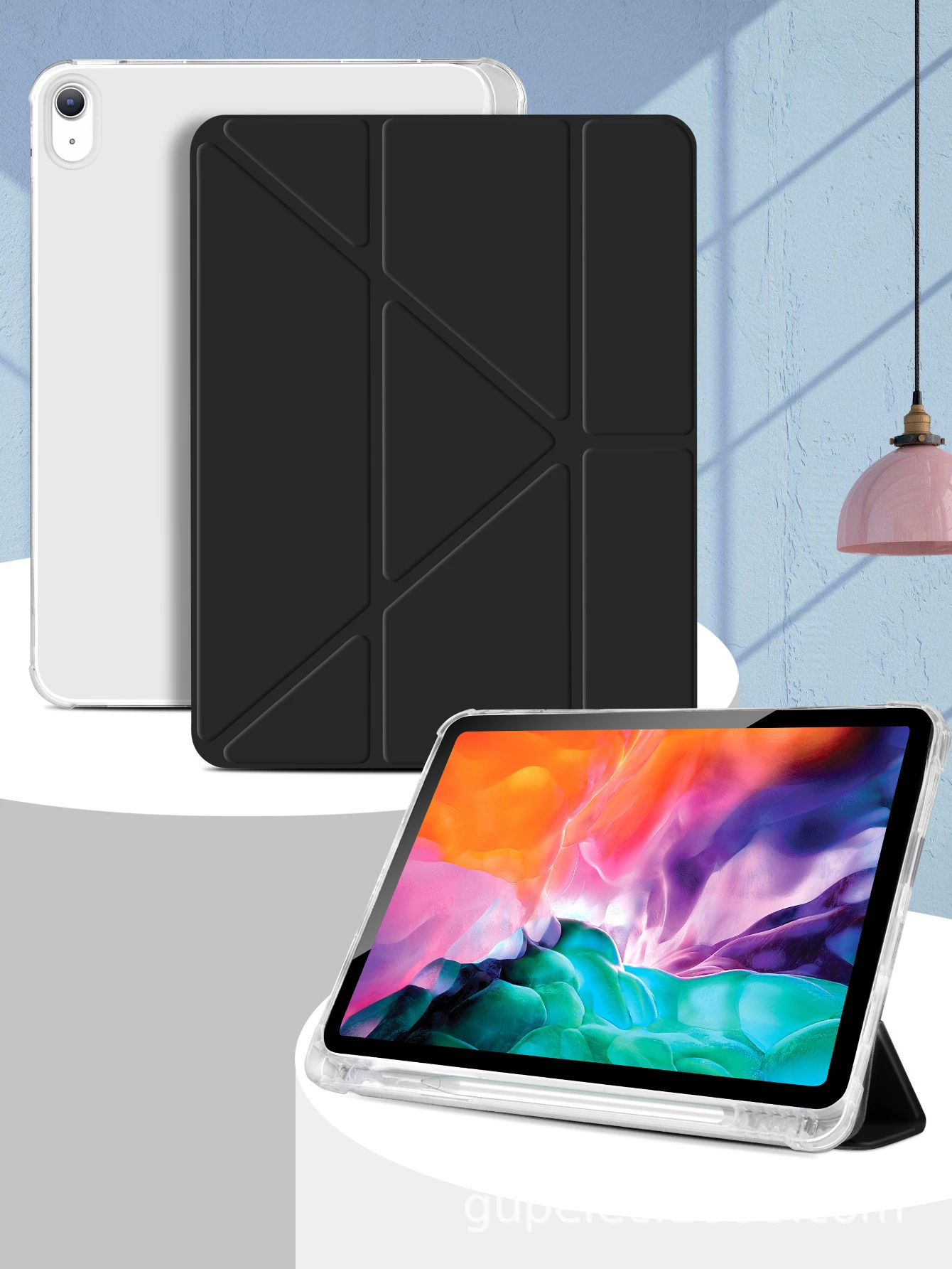 Für Pro11 transformierbare, dreifach faltbare Schutzhülle, Air5 mit seitlichem Stiftfach, iPad 10.2 transparente Bodenhülle, Pro12.9 – Detail 4