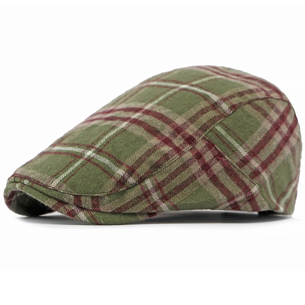 HT4336 Beret Cap Men Women Vintage Plaid Flat Cap Male Female Spring Summer Autumn Caps for Men Women Retro Adjustable Beret Hat