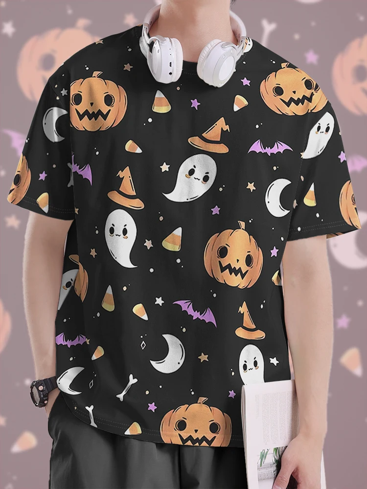 

Уличная одежда с тыквой на Хэллоуин, футболка Sle Qui Dry, милый призрачный дизайн, дышащий летний топ из полиэстера