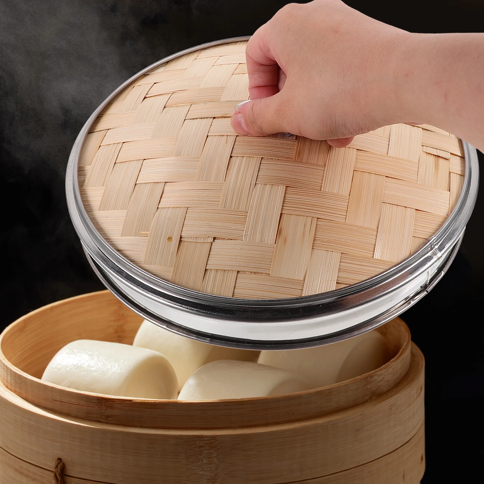 

Bamboo Steamer Lid Cover for Dumpling Buns Kitchen Accessory Food Steamer Basket Compact Size Easy Clean Sturdy Material Long