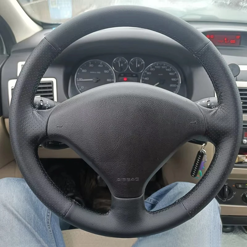 Car Steering Wheel Cover Black Non-Slip Artificial Leather For Peugeot 307 2001-2008 307 SW 2005-2008 Interior Accessories