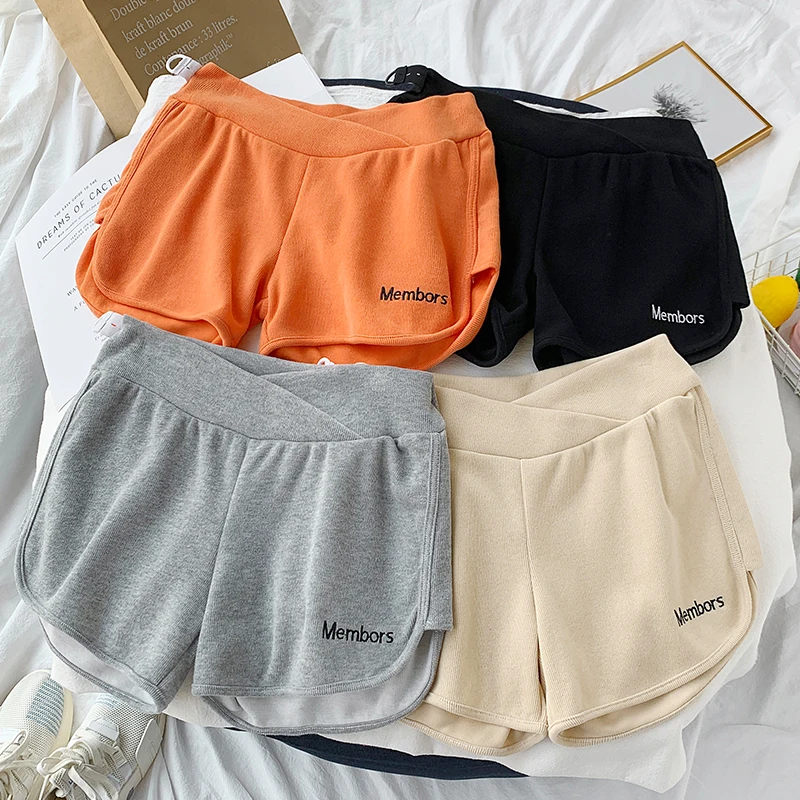 2026 Summer Pregnant Woman Modal Trousers Fashion Letters Embroidery Loose Casual Maternity Empired Pants Pregnancy Sport Shorts