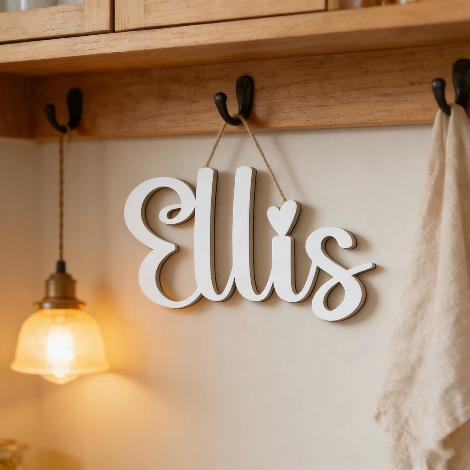1pc Personalized custom wooden surname brand, Custom content, no need for electricity The ideal gift for home decoration