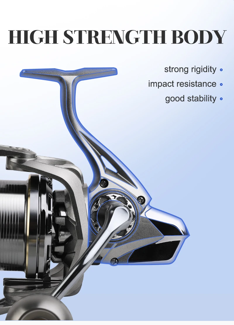 BILLINGS Spinnrolle für Weitwürfe, Angelrolle mit Edelstahlspindel, 6+1BB, Hochfester Körper, Maximale Bremskraft 15KG, Mit Metallspule – Detail 9