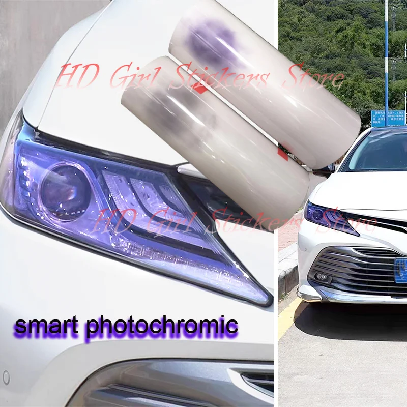 TPU Car Headlight Protective Film Clear to Black/Purple Intelligent UV Headlight Color Change PPF TPU Self Healing Anti scrastch