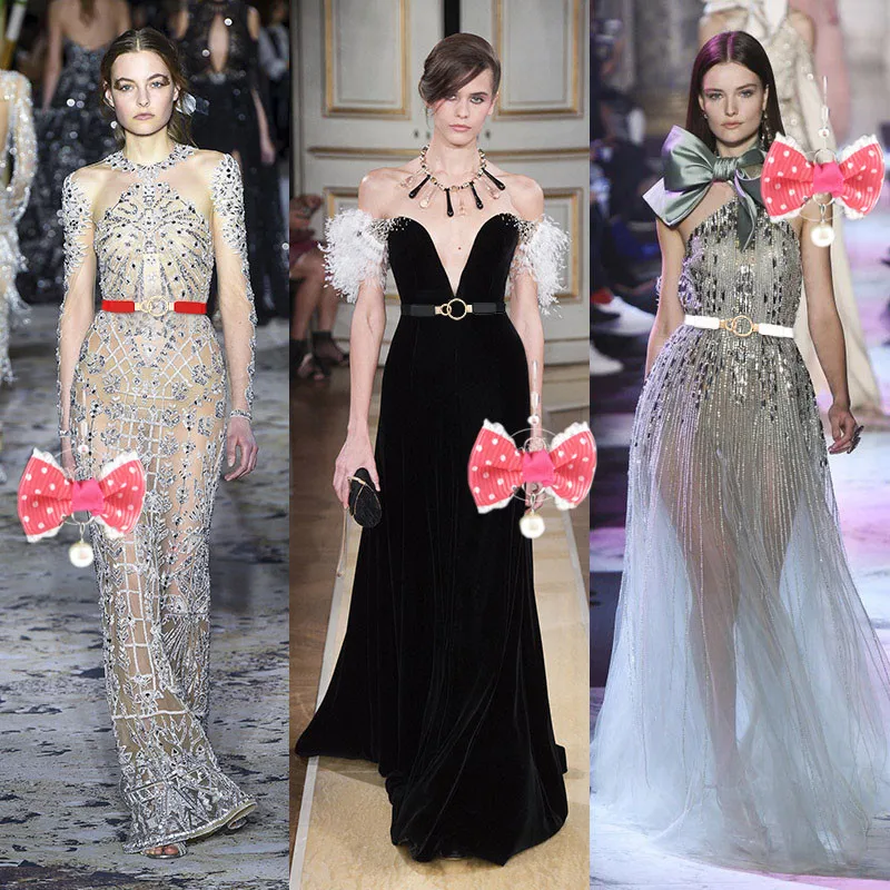 حزام المرأة الديكور نمط جديد يقترن مع تنورة فستان أحزمة الخصر الأحمر الأبيض Cummerbunds جميل مطاطا أسود رقيقة غطاء الخصر #5