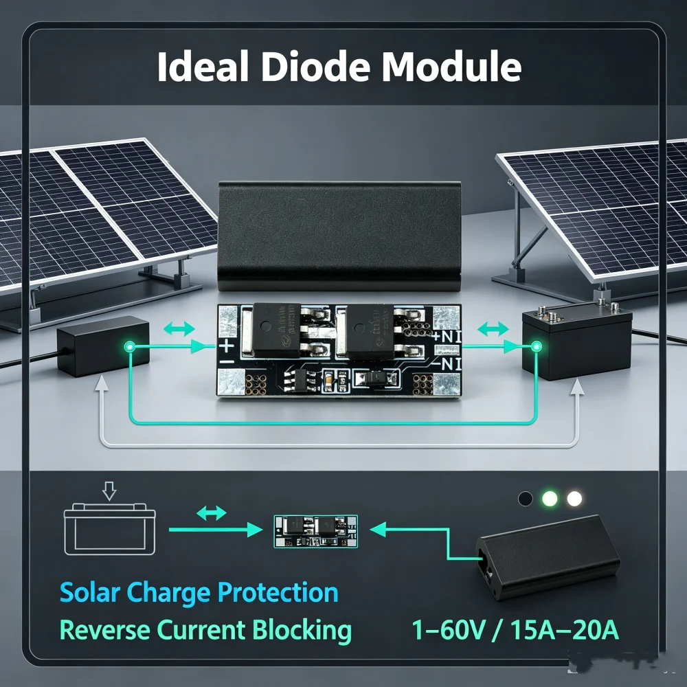Dc 1-60v 30V 15a 20a Peak 25a High Current MOS Ideal Diode Module Anti-reverse Flow For Solar Charging&Battery Backup Systems