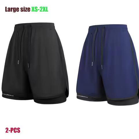 New Sport Shorts Men Sportswear Double-deck Running Shorts 2 In 1 Beach Bottoms Summer Gym Fitness Training Jogging Short Pants