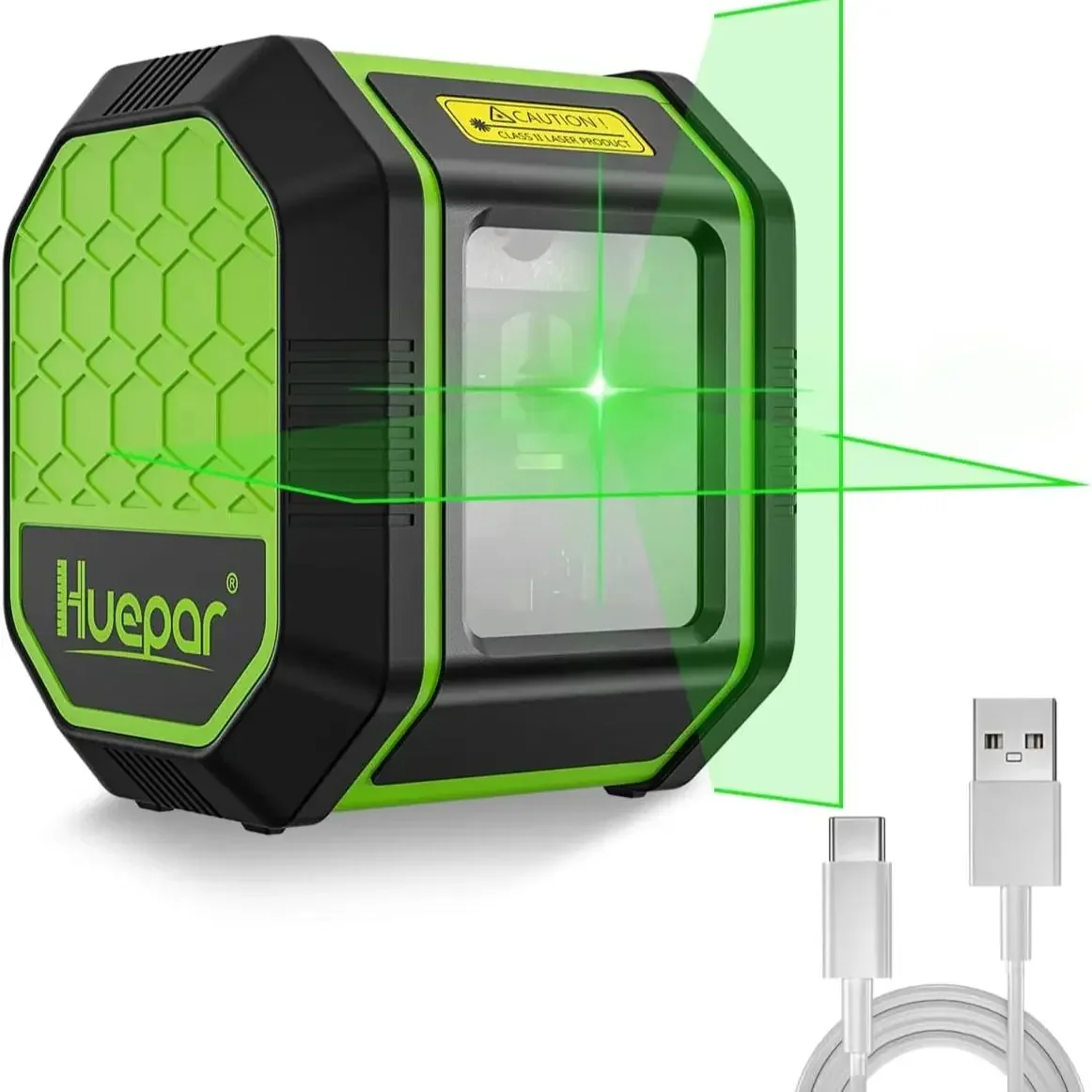 Huepar 2 Lines Green Beam Osram Laser Level Rechargeable Li-ion Battery Self-Leveling Cross Line with Type-C for DIY Decoration