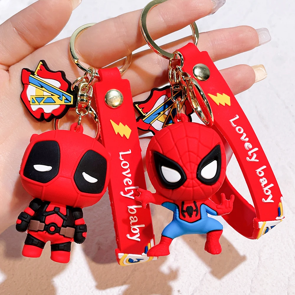 Marvel Avengers Keychain Superhero Captain America Spidrman Iron Man Silicone Pendant Keyring Kawaii Jewelry Accessories Gift