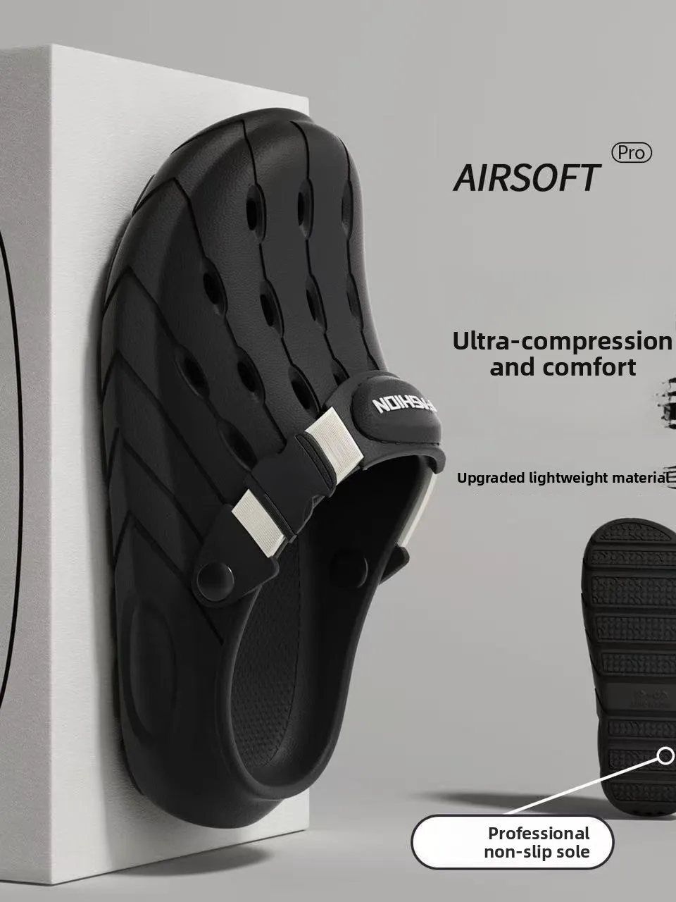 ECAC Hole Shoe Men Women Summer Outdoor Wear Thick Bottom Anti-Slip EVA Smell Proof Toe Cover Couple Slippers Comfortable Fee...
