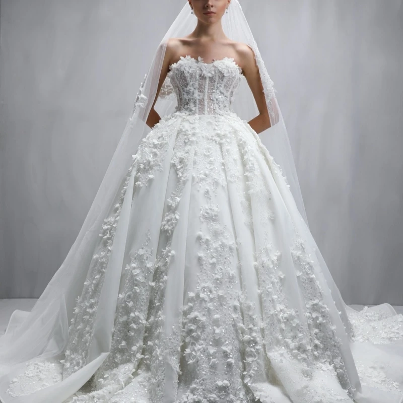 

Luxury White Dubai Arabic Mermaid Wedding Dresses Applique Flower Beading Tull Court Train Wedding Dress Bridal Gowns vestido