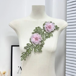 2pcs green embroidered lace fabric stickers patches women's clothes dresses jeans lace decorative accessories