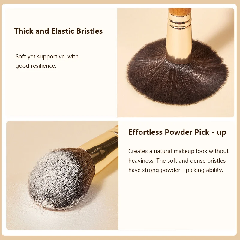 ชุดแปรงแต่งหน้าด้ามไม้ 9 ชิ้นแบบพกพาแปรงเครื่องสําอางสําหรับผู้เริ่มต้นด้วยแปรงแป้งและคอนทัวร์