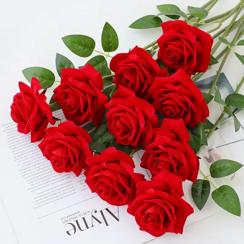 1/3/5Pcs Artificial Flowers Bouquet Red Silk Fake Rose Flower for Wedding Home Table Decoration Christmas Valentine's Day Gifts