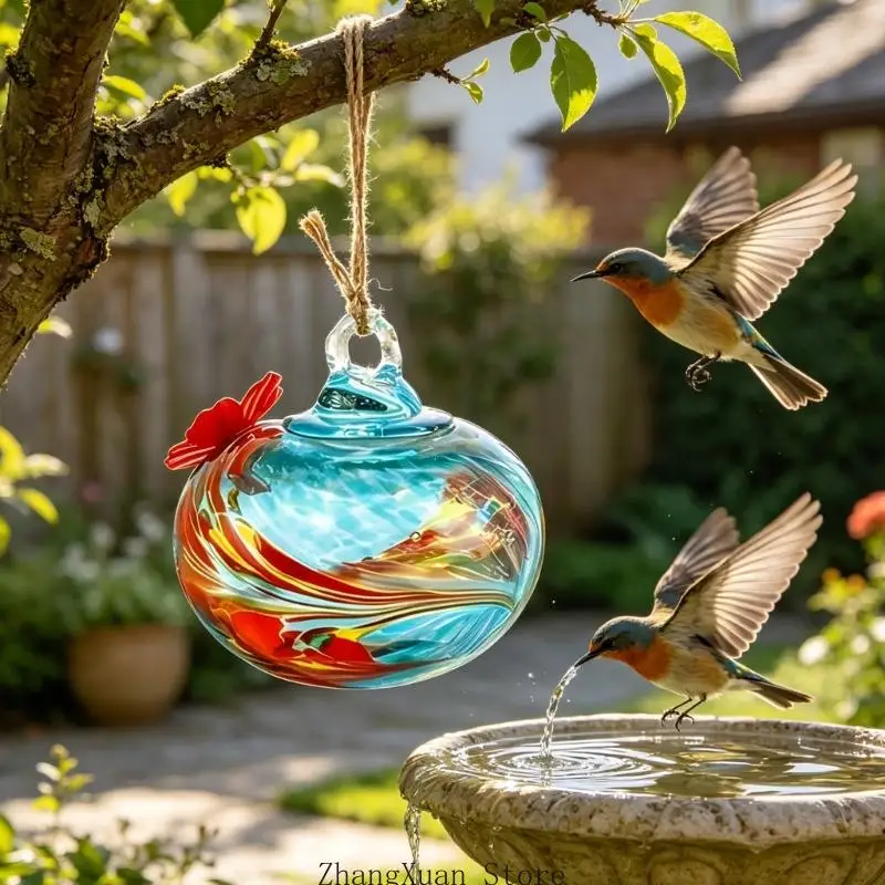 3-teilige kleine Vogelfutterplattform aus Glas mit einzigartiger Kunst zum Thema Natur für die Verbesserung von Hinterhof und – Detail 10