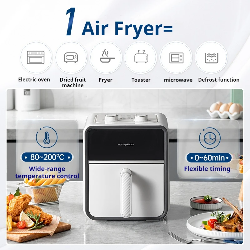 Freidora de aire Mofei, freidora eléctrica visual multifuncional para el hogar MR8103, freidora francesa de gran capacidad