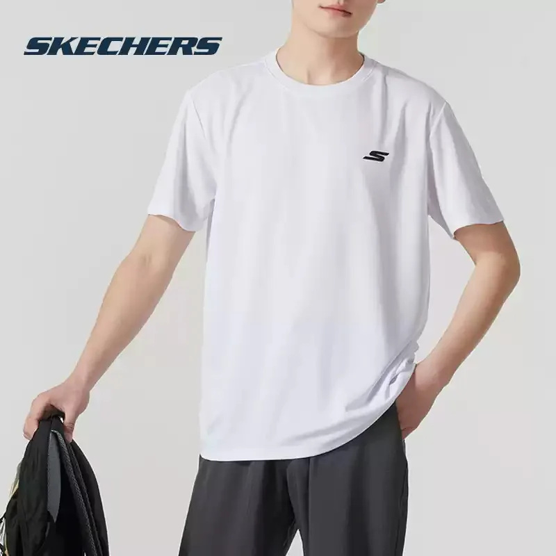 

Skechers White Short-Sleeve Men's Official Authentic Summer New Style Sportive Casual Half-Sleeve P224U051-000Q