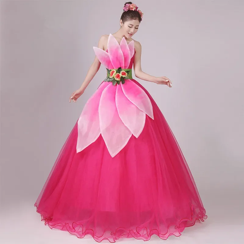 

chinese modern dance costumes wedding dance dress for women red dancer clothing flower dance clothing