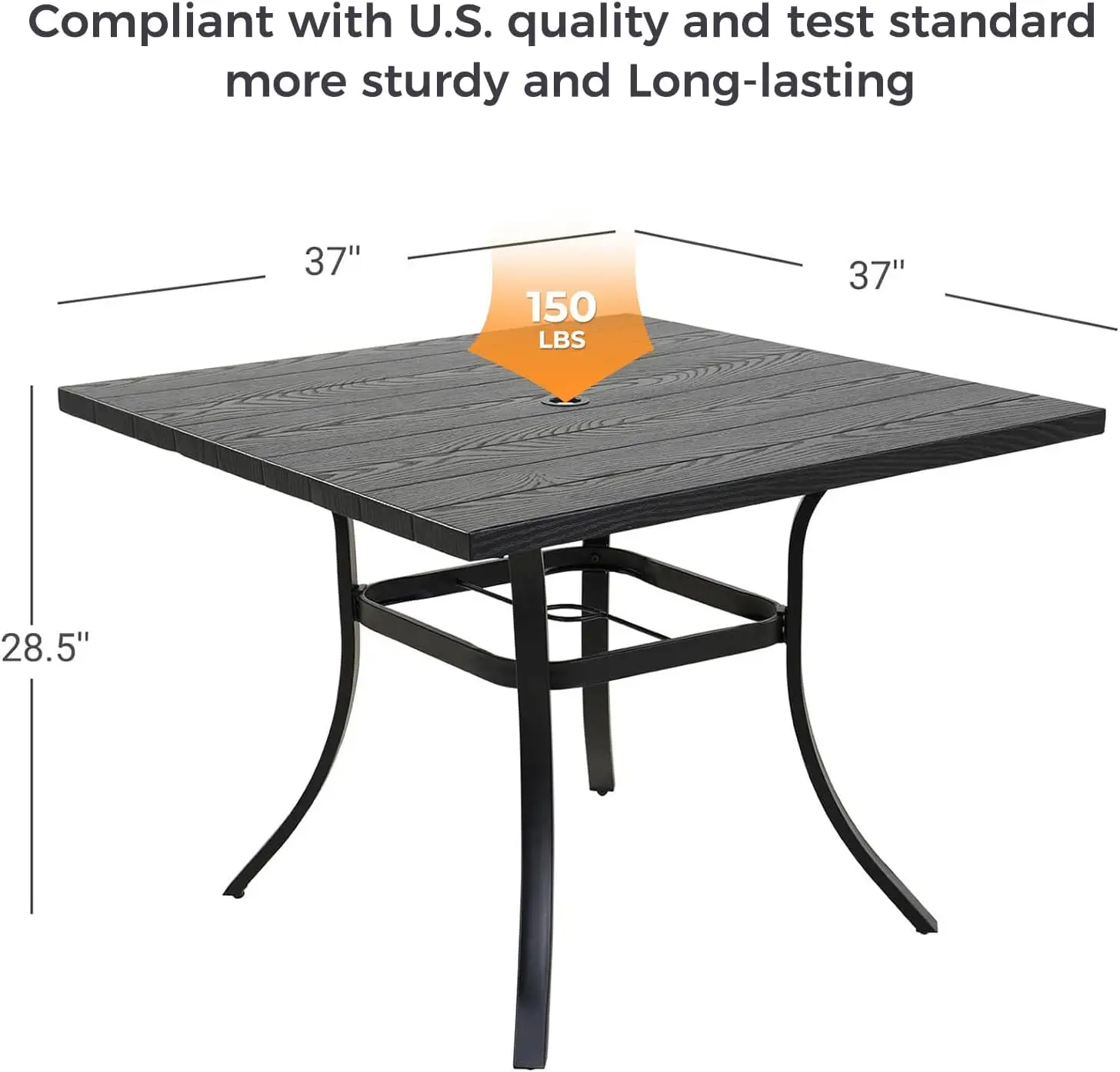 5-Piece Outdoor Dining Set 4 Leather-Look Wicker Swivel Patio Chairs & 1 Square Dining Table Black